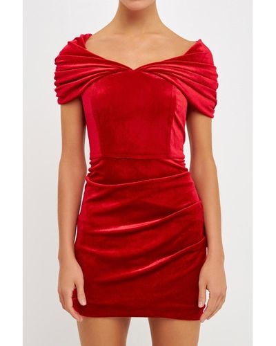 Endless Rose Velvet Mini Dress - Red
