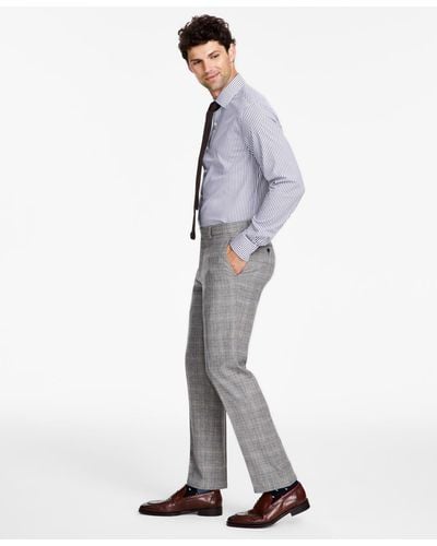 Tommy Hilfiger Modern-fit Stretch Plaid Wool Suit Pants - White