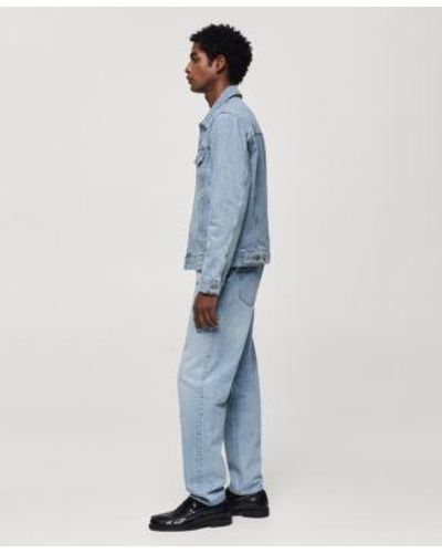 Mango Pocketed Denim Jacket Straight Fit Jeans Set - Blue