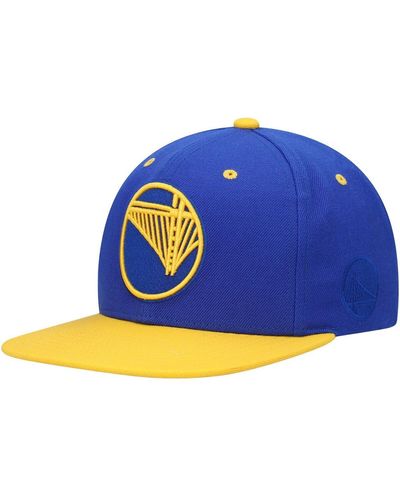 Mitchell & Ness Royal And Gold Golden State Warriors Upside Down Snapback Hat - Blue