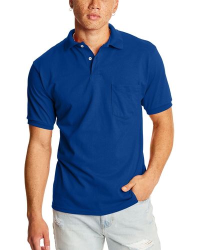 Hanes Ecosmart Pocket Polo Shirt - Blue