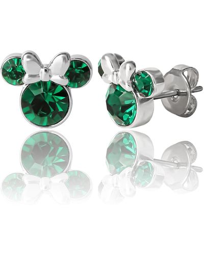 Disney Minnie Mouse Birthstone Stud Earrings - Green
