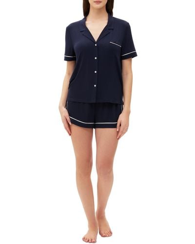 Gap 2-pc. Notched-collar Short Pajamas Set - Blue