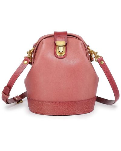 Old Trend Genuine Leather Doctor Bucket Crossbody Convertible Bag - Pink