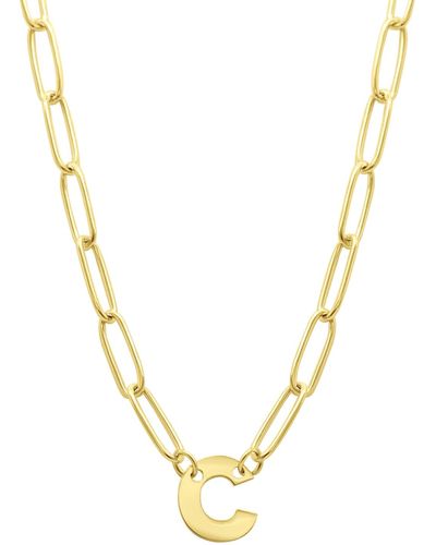 Adornia Tarnish Resistant 14k Gold-plated Mini Initial Paperclip Chain Necklace - Metallic