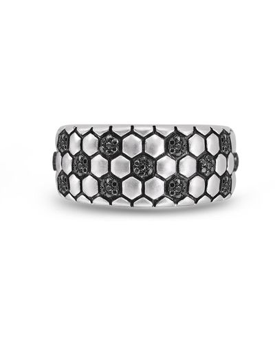 LuvMyJewelry Soccer Football Design Sterling Silver Black Diamond Band Men Ring - White