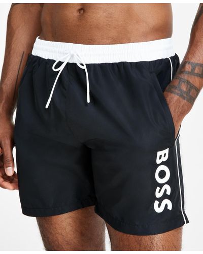 BOSS Boss By Logo 6" Swim Trunks - Black