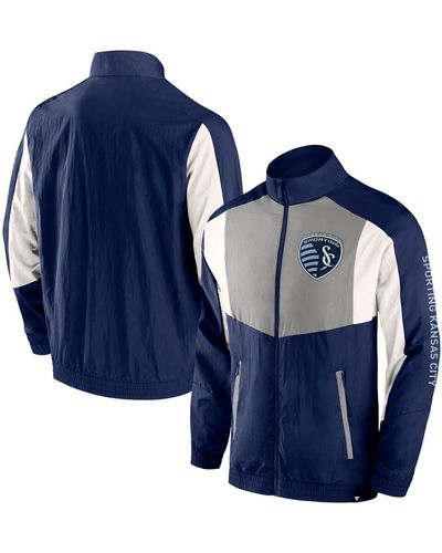 Fanatics Sporting Kansas City Net Goal Raglan Full-zip Track Jacket - Blue