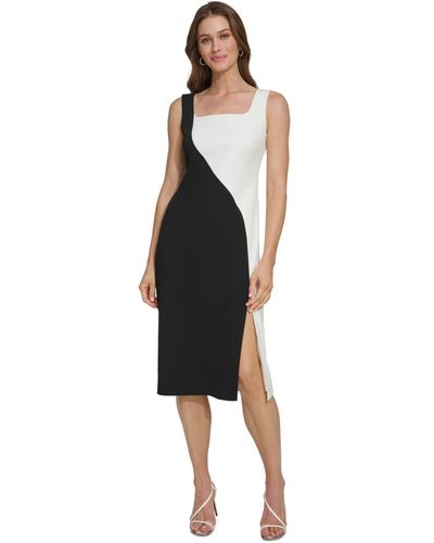 DKNY Sleeveless Colorblocked Sheath Dress - Black
