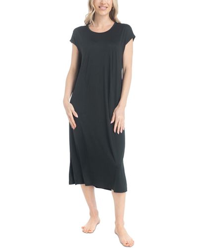Muk Luks The Lounge Short-sleeve Midi Nightgown - Black