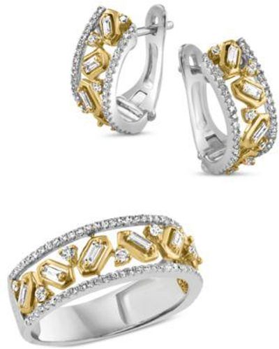 Effy Effy Diamond Ring Hoop Earrings Collection In 14k Two Tone Gold - Metallic