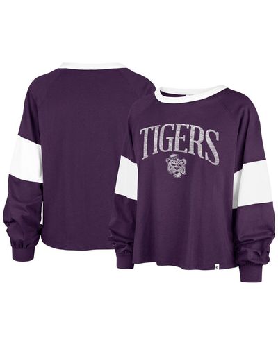 '47 Distressed Lsu Tigers Upside Rhea Raglan Long Sleeve T-shirt - Purple