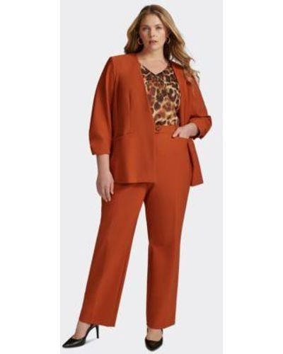 Calvin Klein Plus Size Infinite Stretch Open Front Jacket Animal Print Blouse Infinite Stretch Modern Fit Pants - Orange
