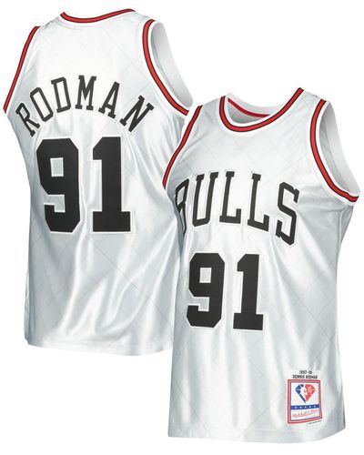 Mitchell & Ness Dennis Rodman Chicago Bulls 1997-98 Hardwood Classics 75th Anniversary Swingman Jersey - White