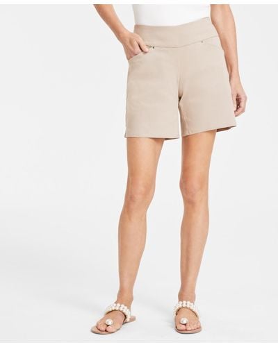 INC International Concepts Curvy Mid Rise Pull-on Shorts - Natural
