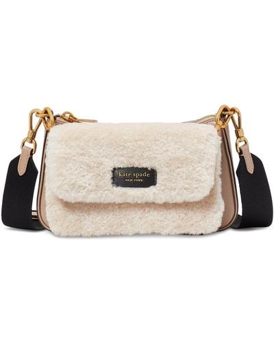 Kate Spade Double Up Faux Shearling Crossbody - Natural
