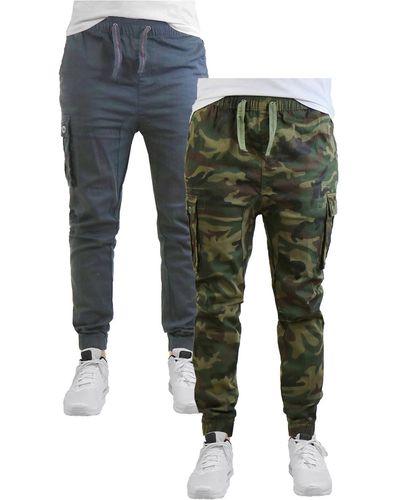 Galaxy By Harvic Cotton Stretch Twill Cargo sweatpants - Green