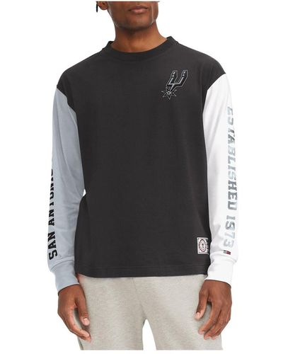 Tommy Hilfiger San Antonio Spurs Richie Color Block Long Sleeve T-shirt - Black