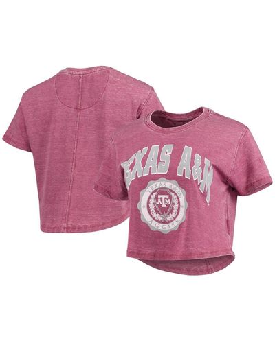 Pressbox Texas A&m aggies Edith Vintage-like Burnout Crop T-shirt - Pink