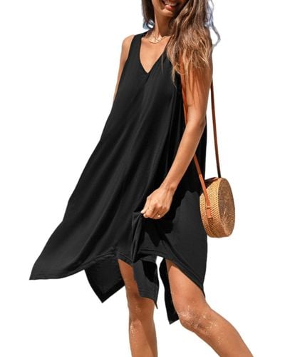 CUPSHE Jersey Handkerchief Hem Cover-up Dress - Black