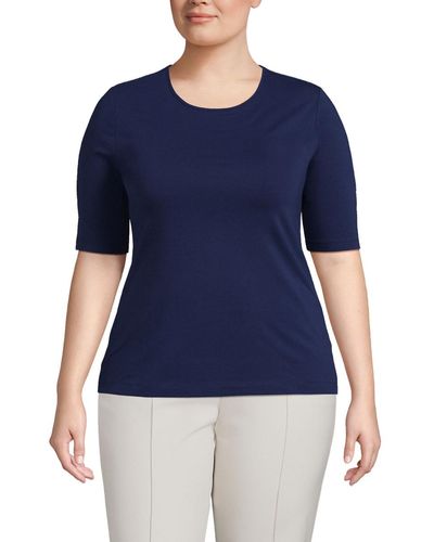 Lands' End Plus Size Lightweight Jersey T-shirt - Blue