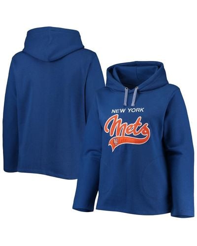 Soft As A Grape New York Mets Plus Size Side Split Pullover Hoodie - Blue