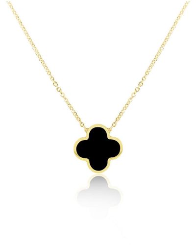 The Lovery Extra Large Onyx Single Clover Necklace - White