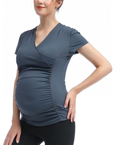 Kimi + Kai Kimi + Kai Maternity V-neck Nursing Active Tee - Blue