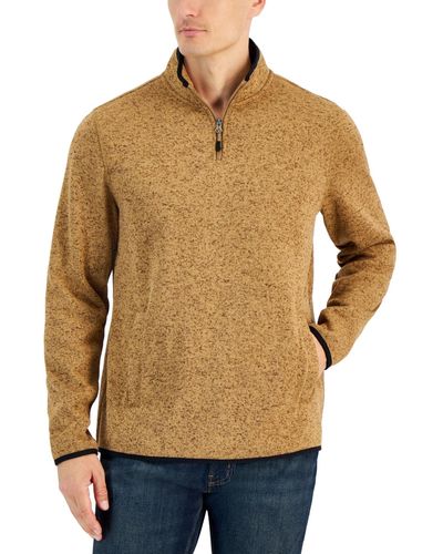 Club Room Quarter-zip Fleece Sweater - Natural