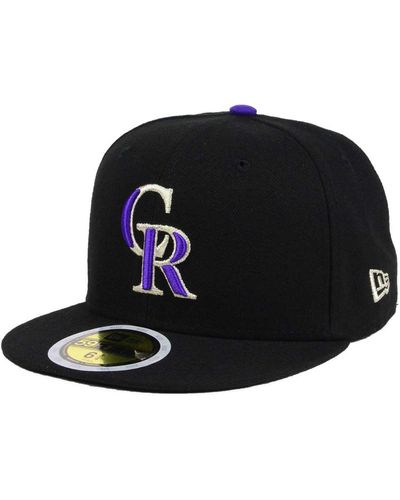 KTZ Big Boys And Girls Colorado Rockies Authentic Collection 59fifty Cap - Black