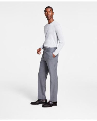 Michael Kors Classic Fit Flat Front Creased Pants - White