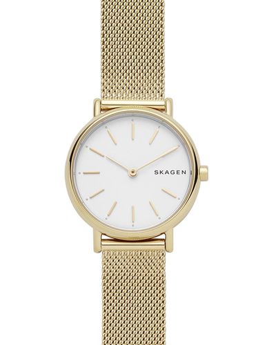 Skagen Signatur Gold-tone Stainless Steel Mesh Bracelet Watch 30mm - Metallic