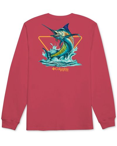 Columbia Razer Pfg Marlin Logo Graphic Long-sleeve T-shirt - Pink