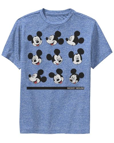 Disney Boy's Mickey & Friends Mickey Mouse Silly Faces Child Performance Tee - Blue