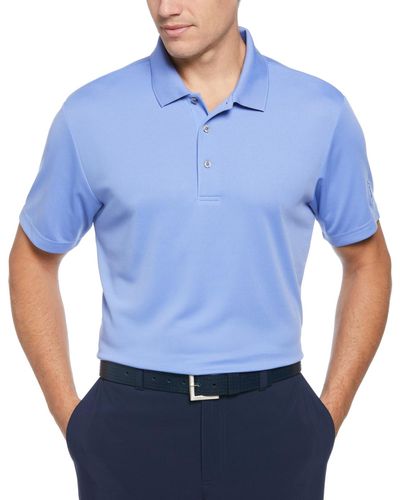 PGA TOUR Airflux Mesh Short Sleeve Golf Polo Shirt - Blue