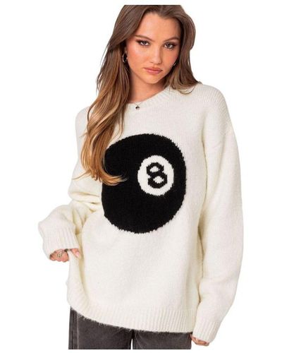 Edikted Magic 8 Oversized Chunky Knit Sweater - White