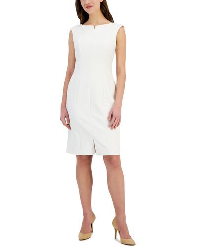 Anne Klein Split-front Extended-sleeve Dress - White