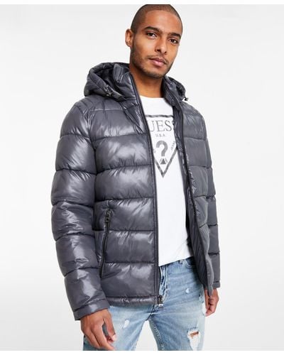 Guess Hooded Puffer Coat - Gray