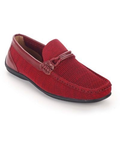 Aston Marc Knit Lace-strap Driving Loafer - Red