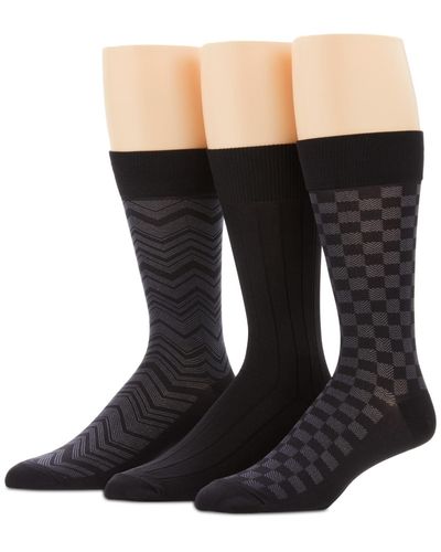 Perry Ellis Men's 3-pk. Microfiber Patterned Socks - Black