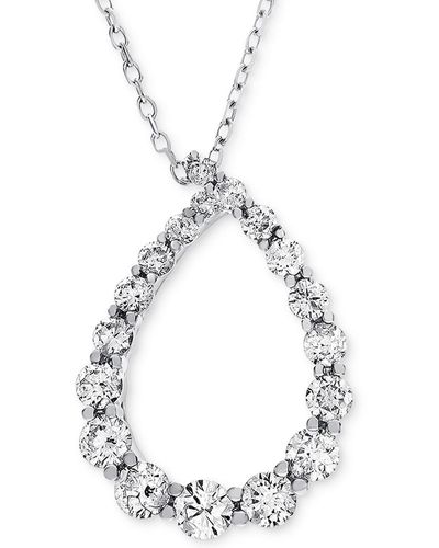 Macy's Diamond Graduated Teardrop Pendant Necklace (1/2 Ct. T.w. - Metallic