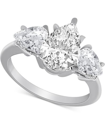Badgley Mischka Certified Lab Grown Diamond Pear-cut Three Stone Engagement Ring (4 Ct. T.w. - White