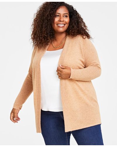 Charter Club Plus Size 100% Cashmere Duster Cardigan - Natural