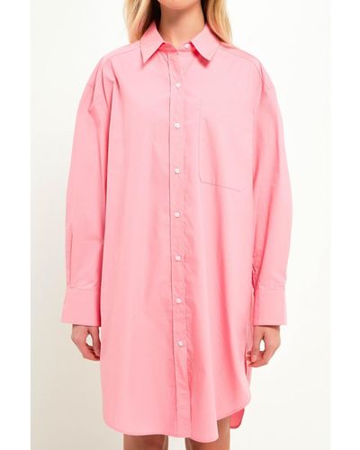 English Factory Classic Collared Shirt Dress - Pink