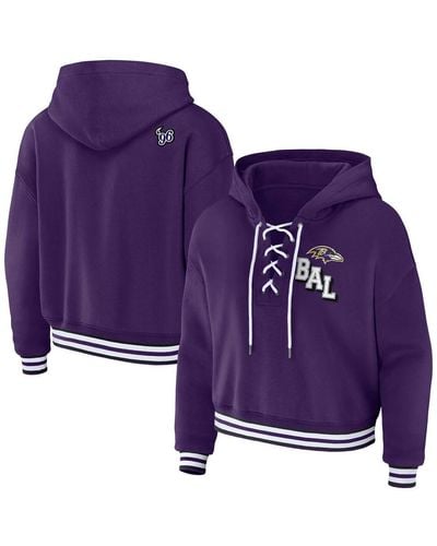 WEAR by Erin Andrews Baltimore Ravens Plus Size Lace-up Pullover Hoodie - Purple