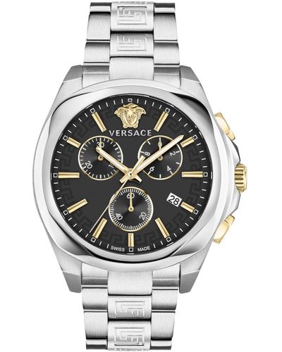 Versace Swiss Chronograph Medusa Bracelet Watch 40mm - Gray