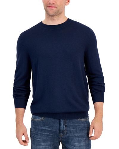 Alfani Long-sleeve Crewneck Merino Sweater - Blue