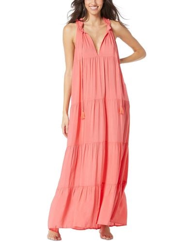 Vince Camuto Tiered Maxi Dress Swim Cover-up - Pink