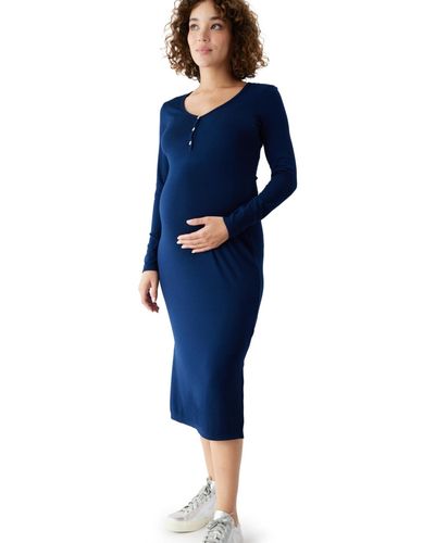 Ingrid & Isabel Ingrid + Isabel Maternity Ribbed Henley Dress - Blue