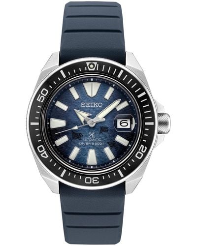 Seiko Automatic Prospex Diver Dark Silicone Strap Watch 45mm - Blue